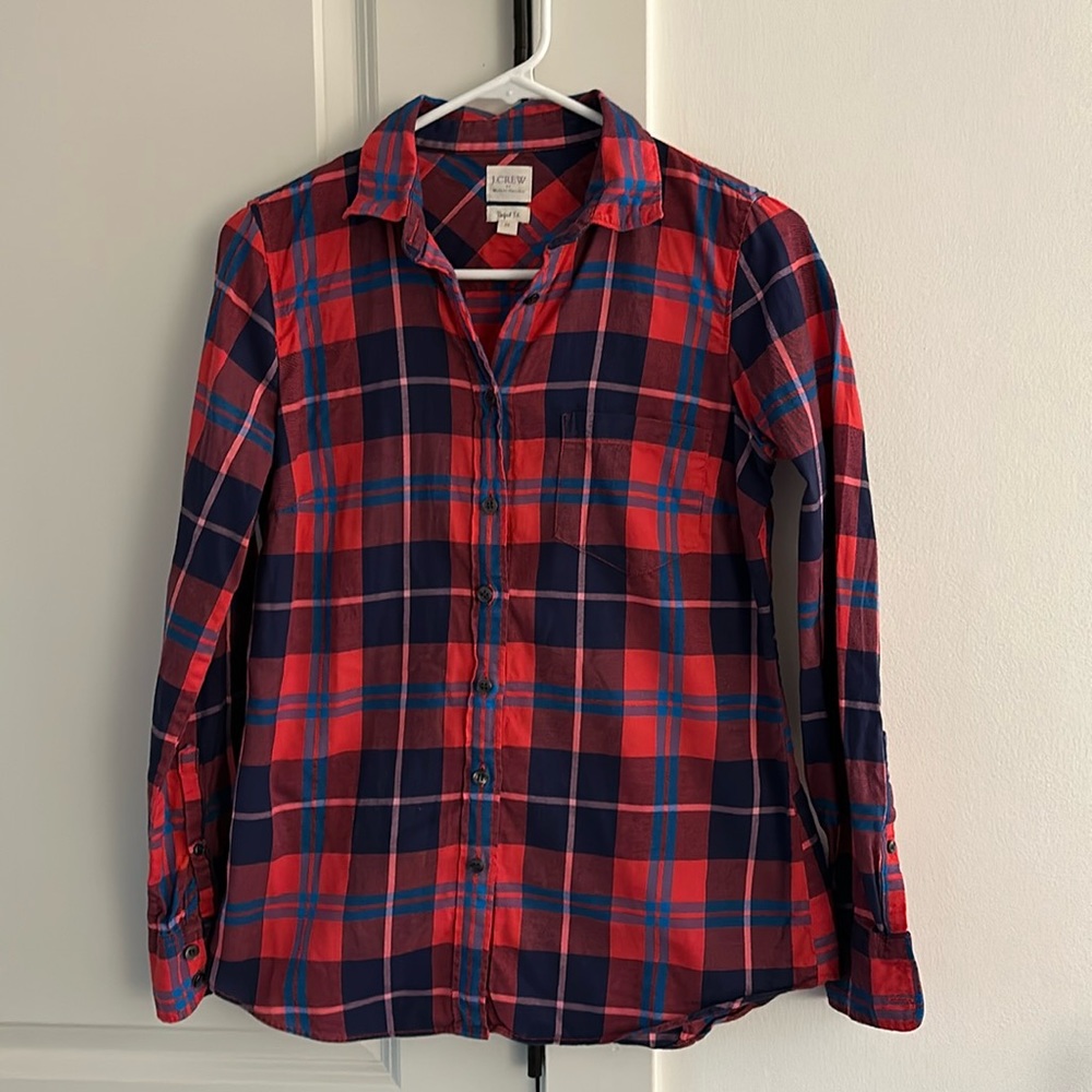 J Crew Perfect Fit Flannel Button Down XS